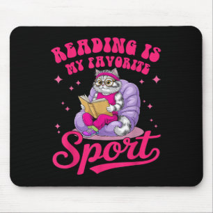 Reading Is My Favorite Srt Funny Cat Book Lover Li Mouse Pad