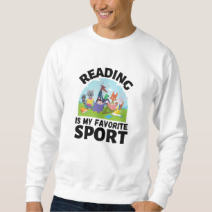 Reading Is My Favourite Sport Animals Reading Book Sweatshirt