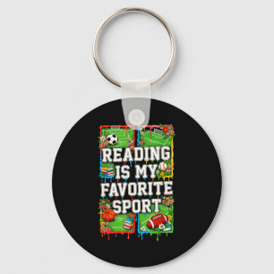 Reading is my favourite sport funny introvert key ring