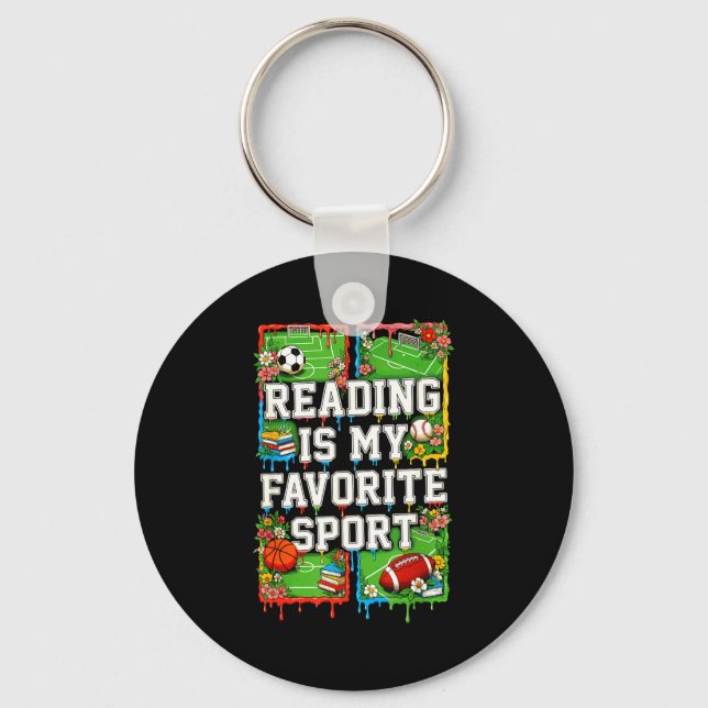 Reading is my favourite sport funny introvert  key ring (Front)