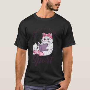 Reading is My Favourite Sport Funny Saying Cat and T-Shirt