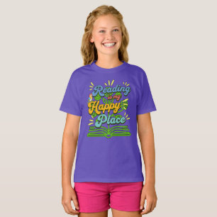 Reading is My Happy Place Colorful Tee