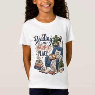 Reading Is My Happy Place – Cosy Book Lover Design T-Shirt