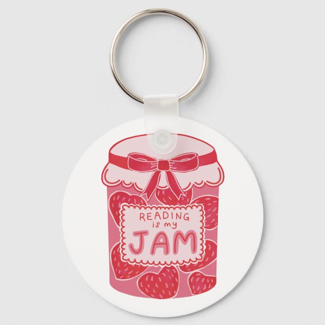 Reading is my jam book lover key ring (Front)