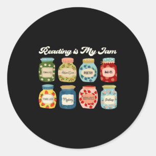Reading Is My Jam Book Lover Teacher Student Liter Classic Round Sticker