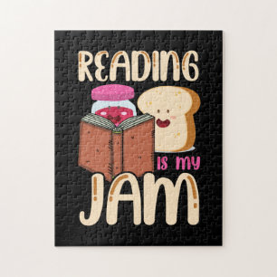 Reading Is My Jam Funny I Love to Read Books Gift Jigsaw Puzzle