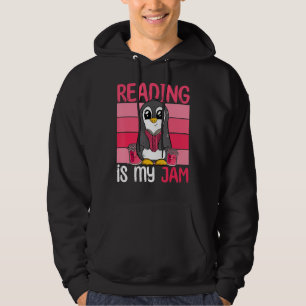 Reading Is My Jam I Love To Read Book  Funny Pengu Hoodie