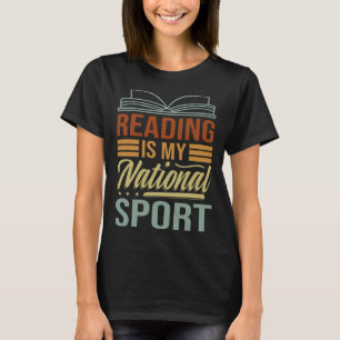 Reading Is My National Sport Librarian Book T-Shirt