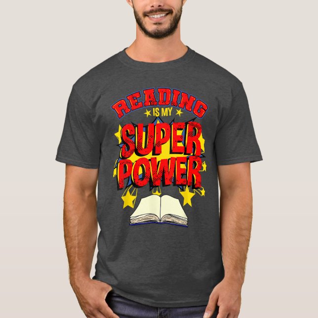 Reading Is My Superpower Comic Book boy T-Shirt (Front)