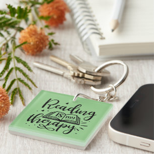 Reading is My Therapy Book Lover Key Ring