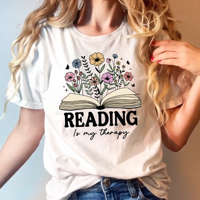 Reading is My Therapy Floral Book T-Shirt (Creator Uploaded)