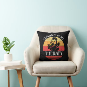 Reading Is My Therapy Funny Book Reading Chicken Cushion
