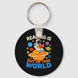 Reading is out of this world astronaut reading key ring
