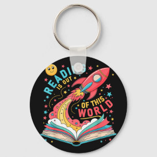 Reading is out of this world astronaut space book key ring