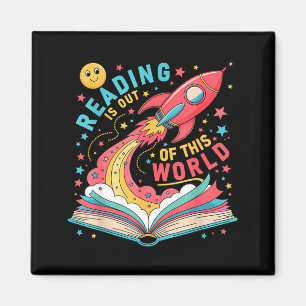 Reading is out of this world astronaut space book magnet