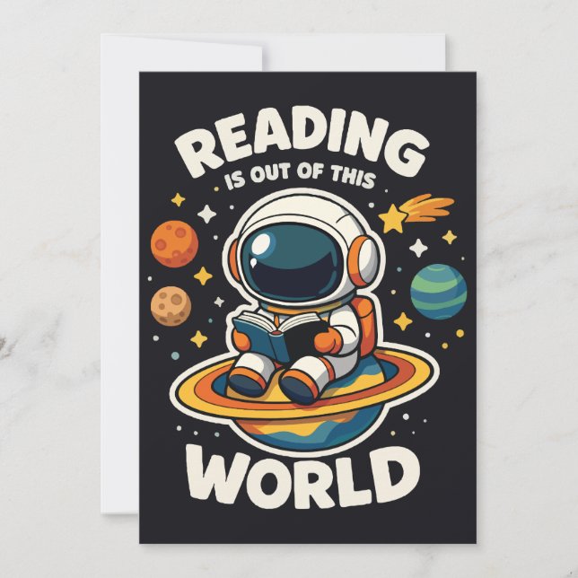 Reading is out of this world invitation (Front)