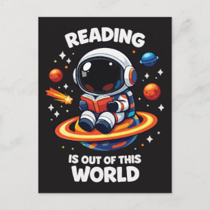 Reading is out of this world postcard