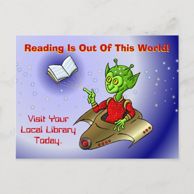 Reading Is Out Of This World Postcard (Front)