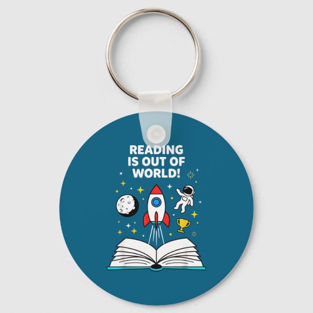 Reading is out of this world space astronaut  key ring (Front)