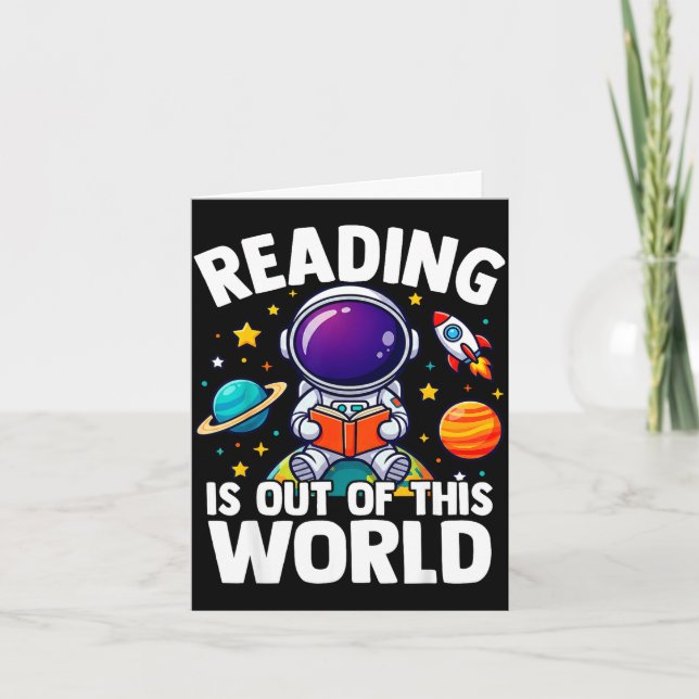 Reading is out of this world space funny bookish  card (Front)