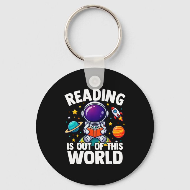 Reading is out of this world space funny bookish  key ring (Front)