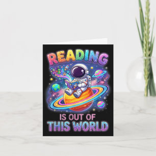 Reading is out of this world space funny books card
