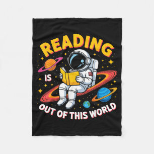 Reading is out of this world space funny books fleece blanket