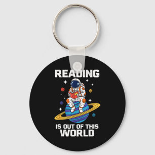 Reading is out of this world space funny books key ring