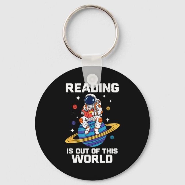 Reading is out of this world space funny books key ring (Front)
