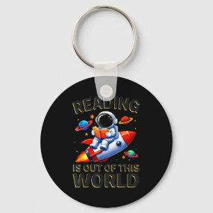 Reading is out of this world space funny books key ring