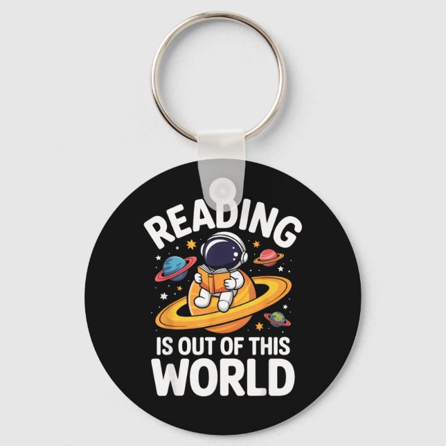 Reading is Out of This World Space Funny Books Key Ring (Front)