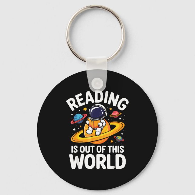 Reading is out of this world space funny books key ring (Front)