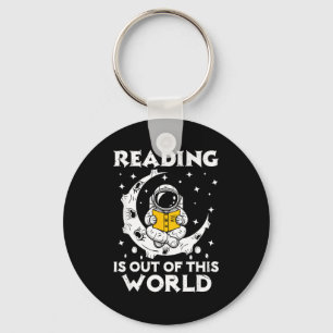 Reading is out of this world space funny books key ring