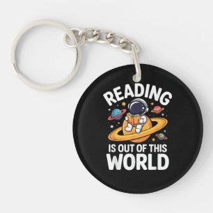 Reading is Out of This World Space Funny Books Lov Key Ring
