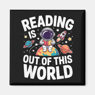 Reading is out of this world space funny books magnet