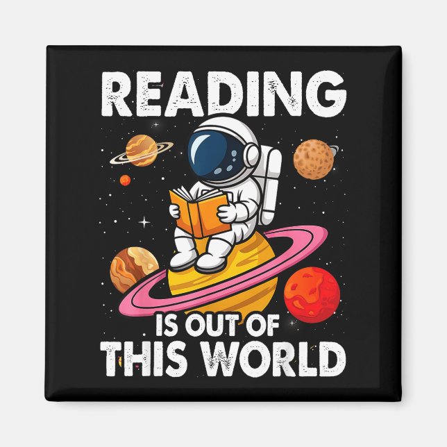 Reading is out of this world space funny books magnet (Front)