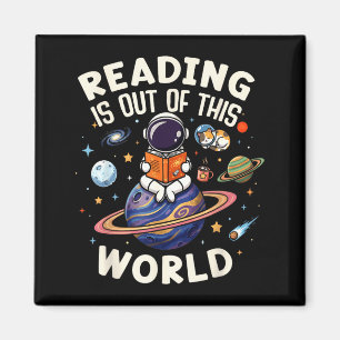 Reading is out of this world space funny books magnet