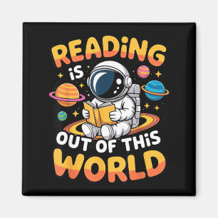 Reading is out of this world space funny books magnet