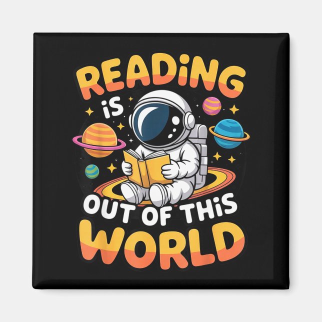 Reading is out of this world space funny books magnet (Front)