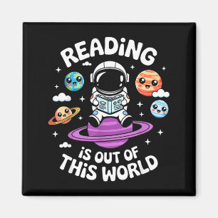 Reading is out of this world space funny books magnet