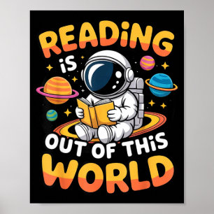 Reading is out of this world space funny books poster