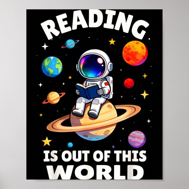 Reading is out of this world space funny kids poster (Front)