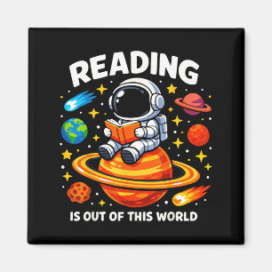 Reading is out of world space funny books lover  magnet