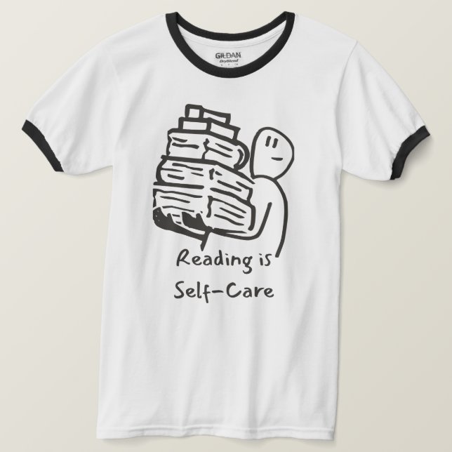 Reading Is Self-Care Book Lover Ringer Tee (Design Front)