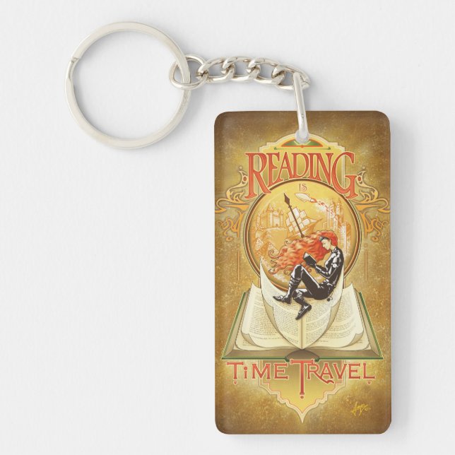 Reading is Time Travel Key Ring (Front)