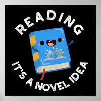 Reading It's A Novel Idea Funny Book Pun Dark BG