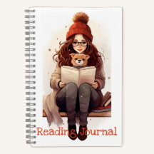 Reading journal Cute girl book and dog Autumn