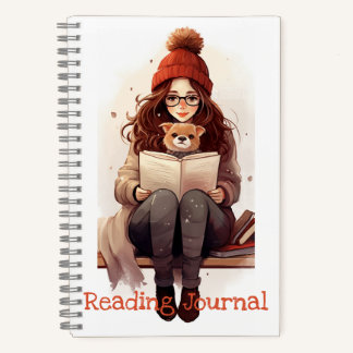 Reading journal Cute girl book and dog Autumn