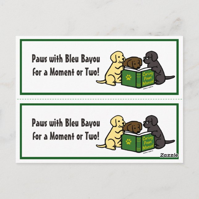 Reading Labrador Puppies Bookmarks Postcard (Back)