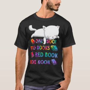 Reading Library Tiedye Cat One Book Two Books Red T-Shirt
